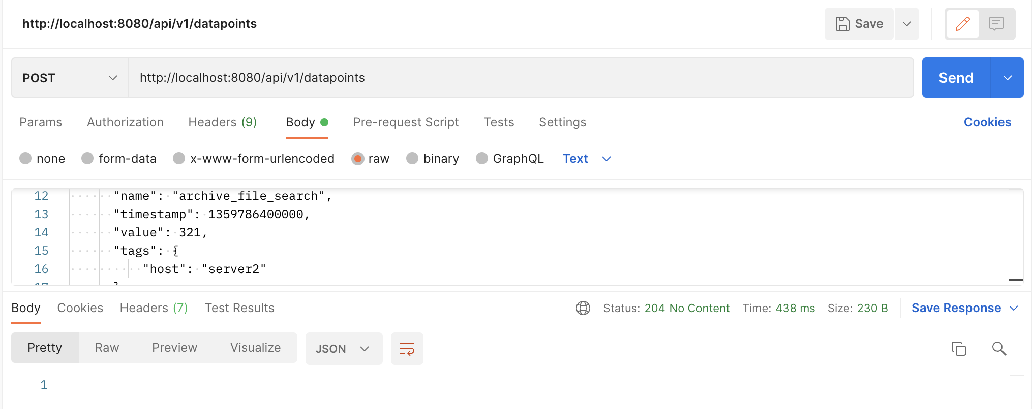KairosDB response KairosDB response