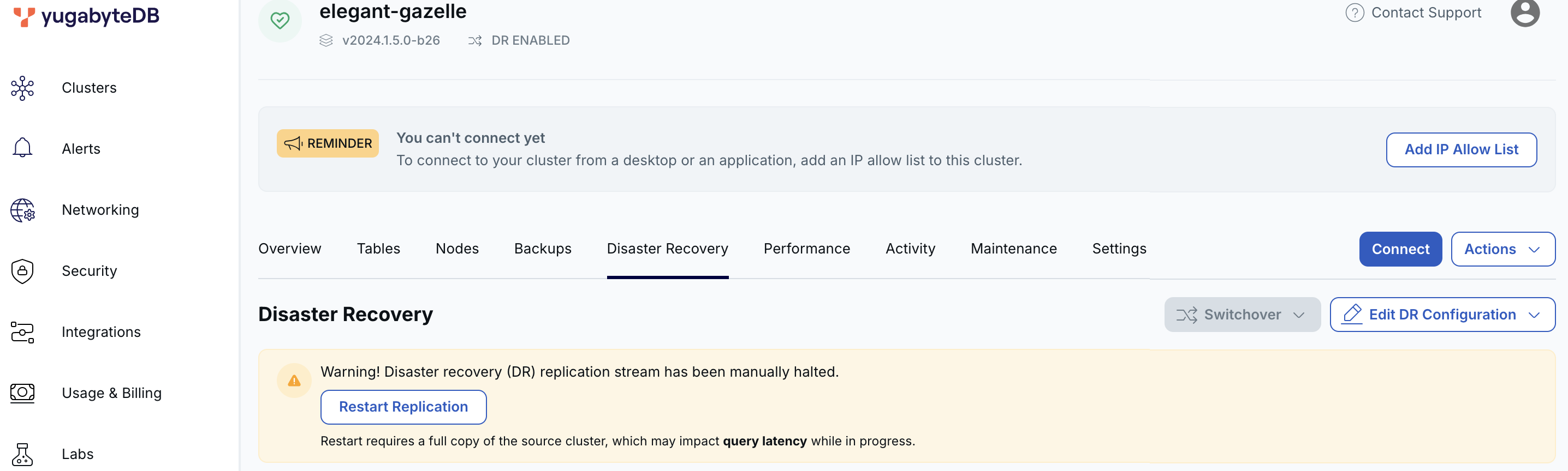 Disaster recovery halted Disaster recovery halted