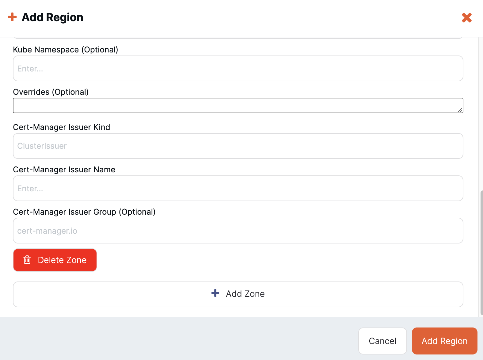 Add new region Add new region